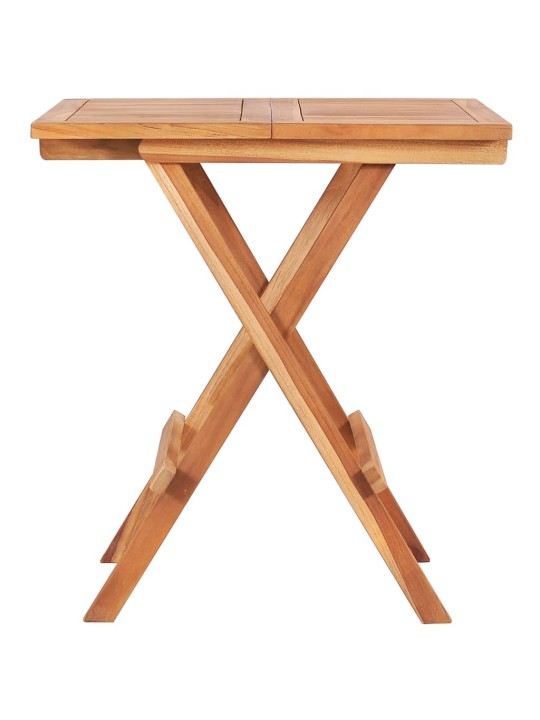 3dílný bistro set s červenými károvanými poduškami masivní teak