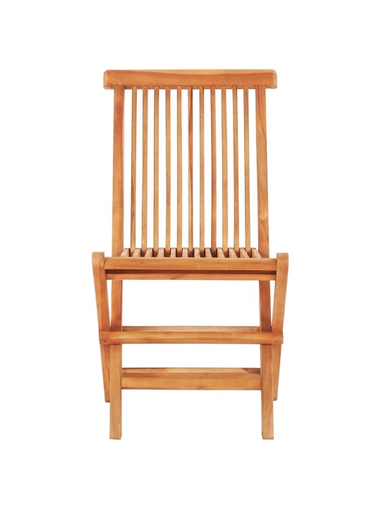 3dílný bistro set s krémově bílými poduškami teakové dřevo