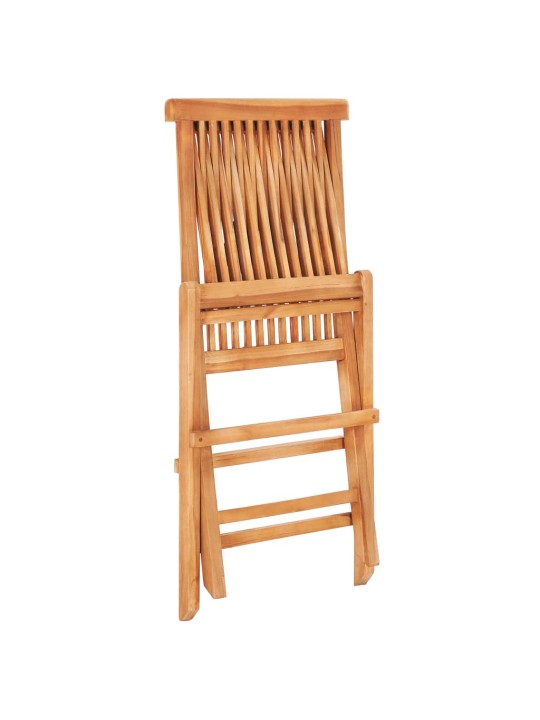 3dílný bistro set s krémově bílými poduškami teakové dřevo