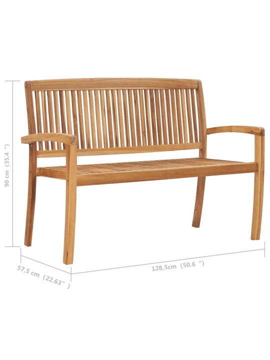 Stohovatelná zahradní lavice s poduškou 128,5 cm masivní teak