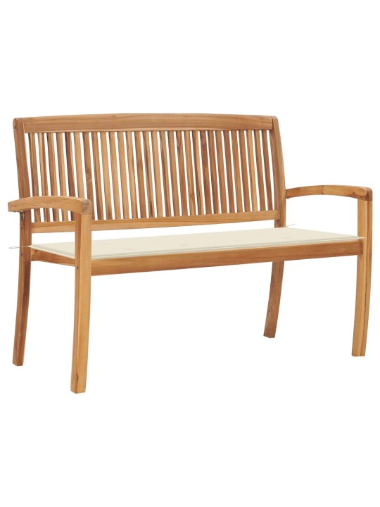 Stohovatelná zahradní lavice s poduškou 128,5 cm masivní teak