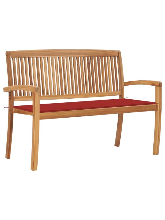 Stohovatelná zahradní lavice s poduškou 128,5 cm masivní teak