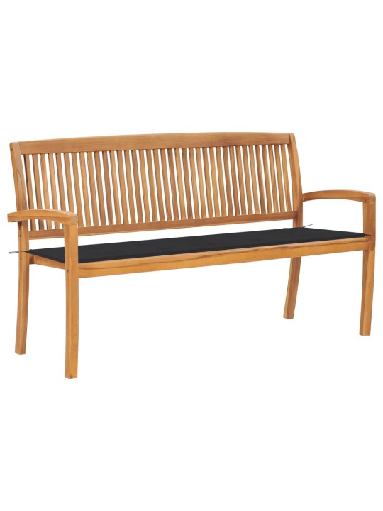 Stohovatelná zahradní lavice s poduškou 159 cm masivní teak