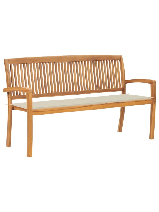 Stohovatelná zahradní lavice s poduškou 159 cm masivní teak