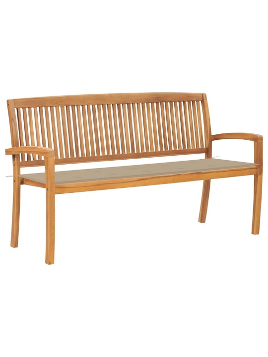 Stohovatelná zahradní lavice s poduškou 159 cm masivní teak