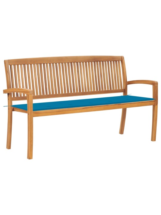 Stohovatelná zahradní lavice s poduškou 159 cm masivní teak