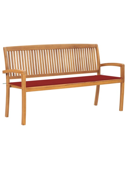 Stohovatelná zahradní lavice s poduškou 159 cm masivní teak
