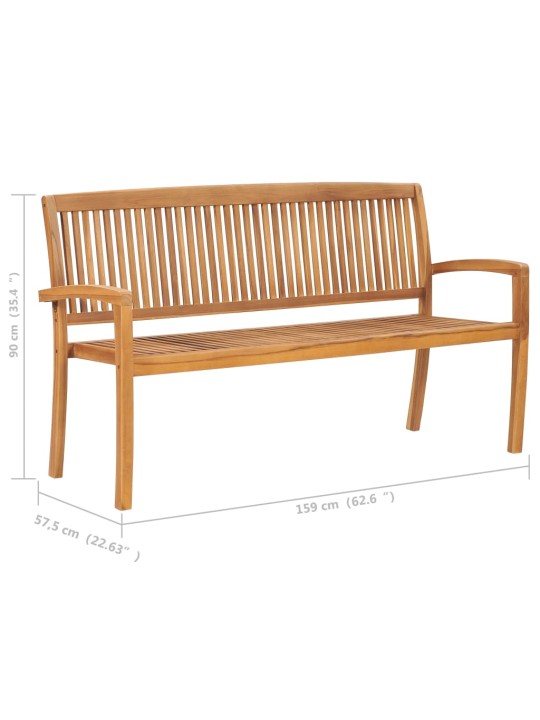 Stohovatelná zahradní lavice s poduškou 159 cm masivní teak