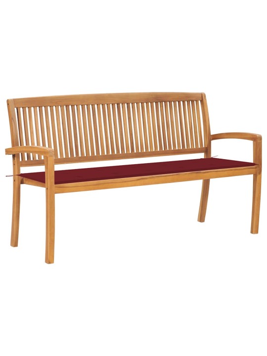 Stohovatelná zahradní lavice s poduškou 159 cm masivní teak