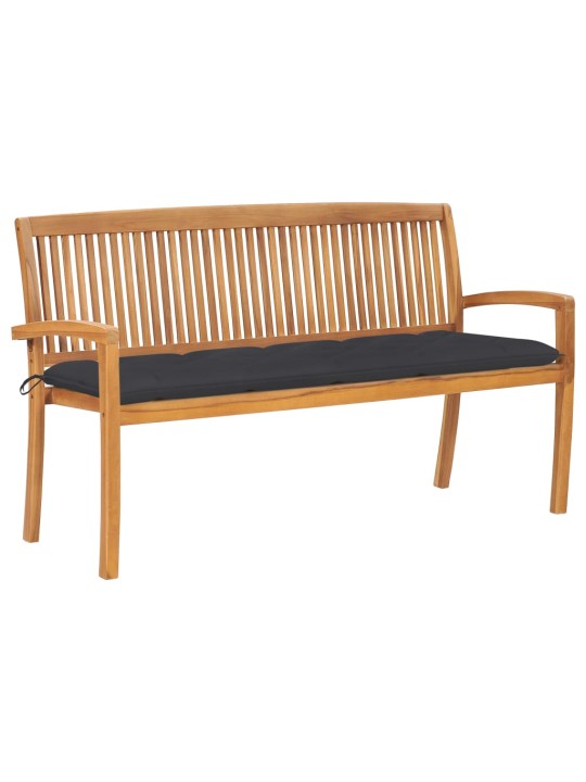 Stohovatelná zahradní lavice s poduškou 159 cm masivní teak