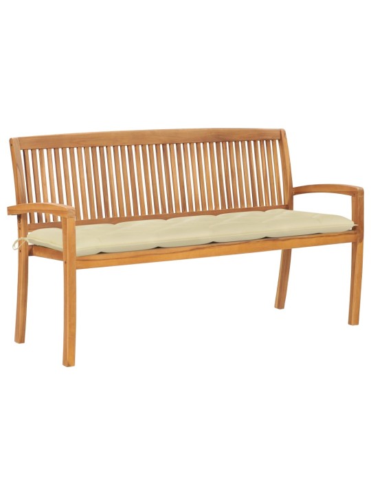 Stohovatelná zahradní lavice s poduškou 159 cm masivní teak