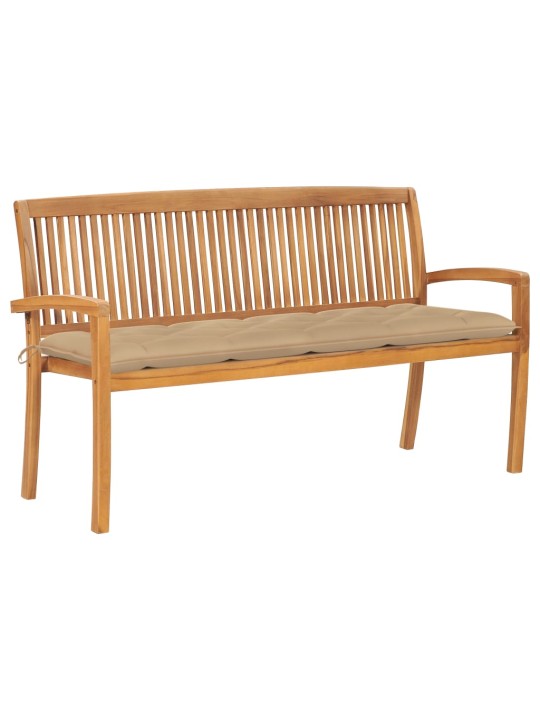 Stohovatelná zahradní lavice s poduškou 159 cm masivní teak