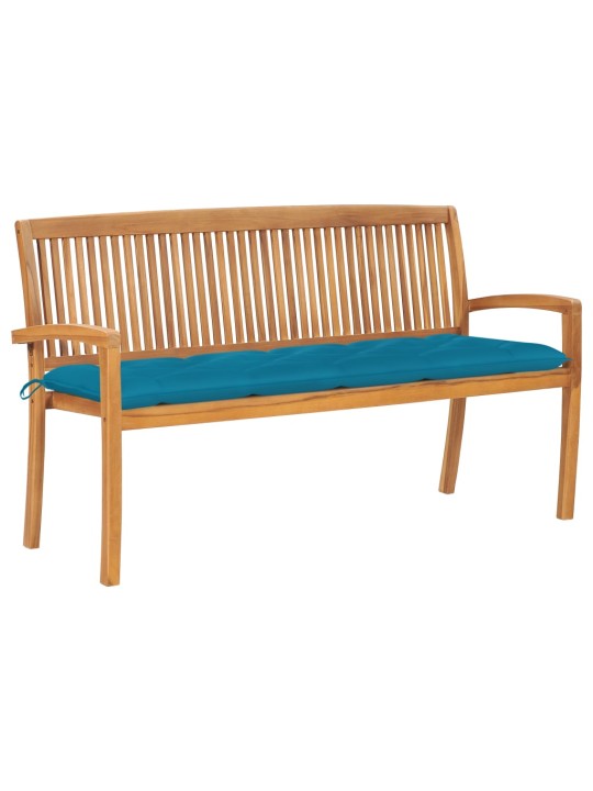 Stohovatelná zahradní lavice s poduškou 159 cm masivní teak