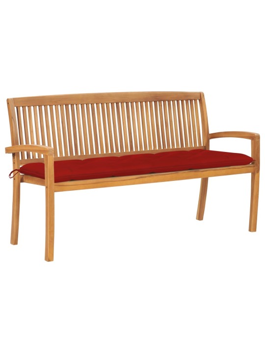 Stohovatelná zahradní lavice s poduškou 159 cm masivní teak