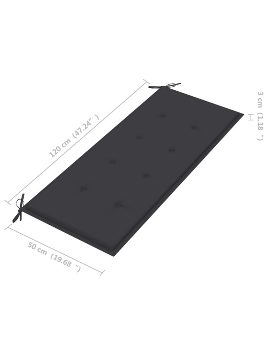Skládací zahradní lavice s poduškou 118 cm bambus