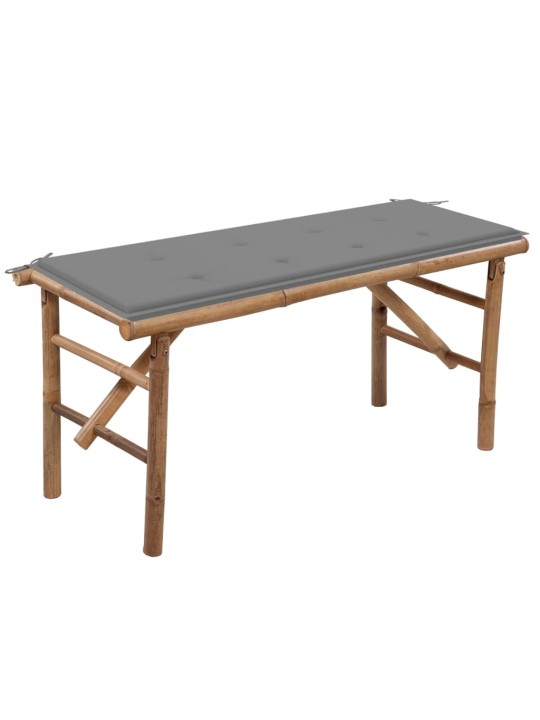 Skládací zahradní lavice s poduškou 118 cm bambus