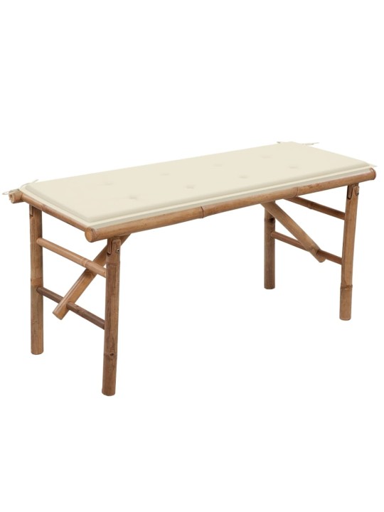 Skládací zahradní lavice s poduškou 118 cm bambus