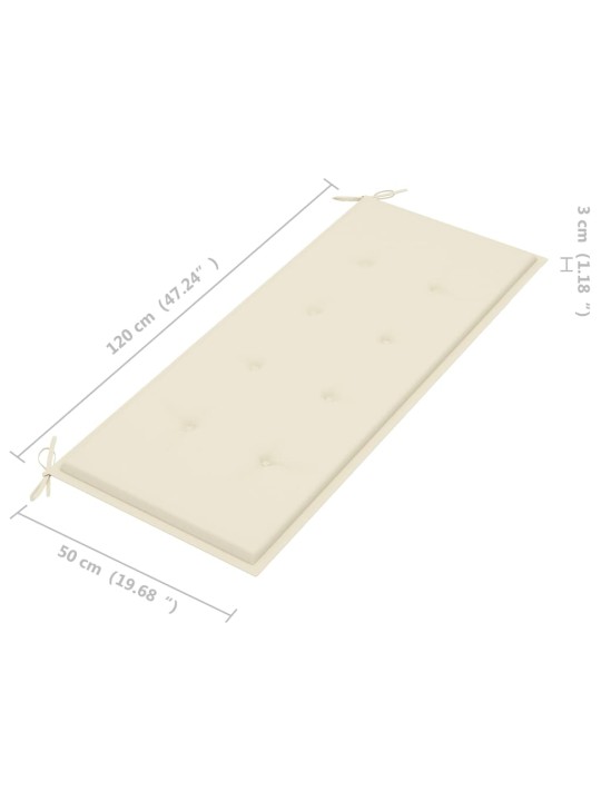 Skládací zahradní lavice s poduškou 118 cm bambus
