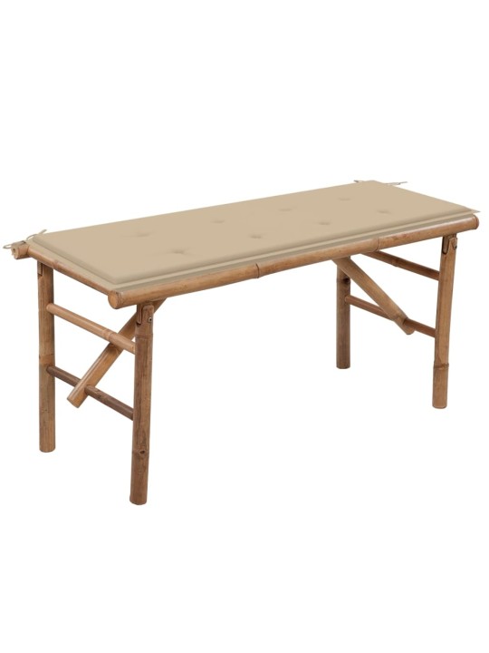 Skládací zahradní lavice s poduškou 118 cm bambus