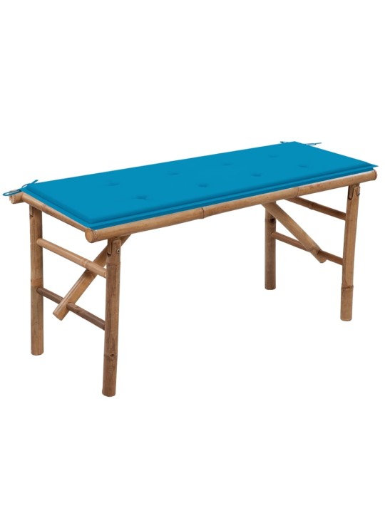 Skládací zahradní lavice s poduškou 118 cm bambus
