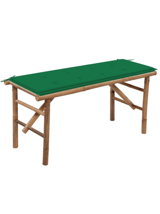 Skládací zahradní lavice s poduškou 118 cm bambus