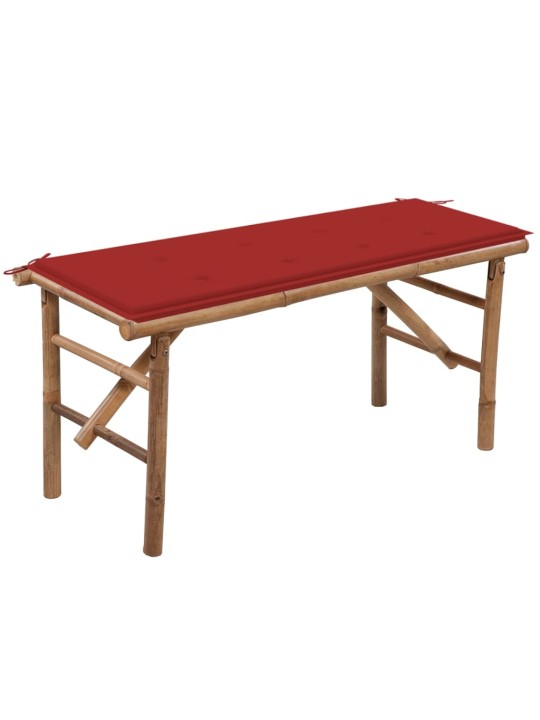 Skládací zahradní lavice s poduškou 118 cm bambus