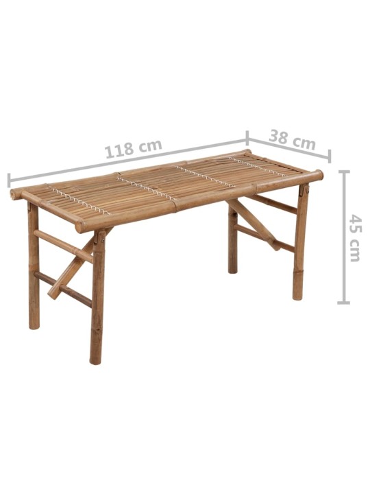 Skládací zahradní lavice s poduškou 118 cm bambus