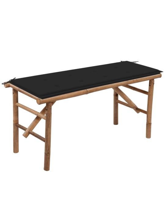 Skládací zahradní lavice s poduškou 118 cm bambus