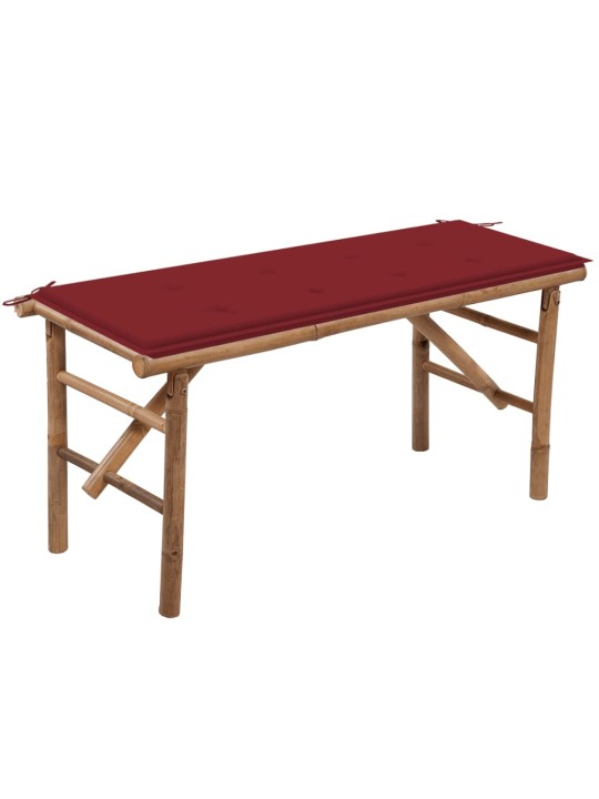 Skládací zahradní lavice s poduškou 118 cm bambus