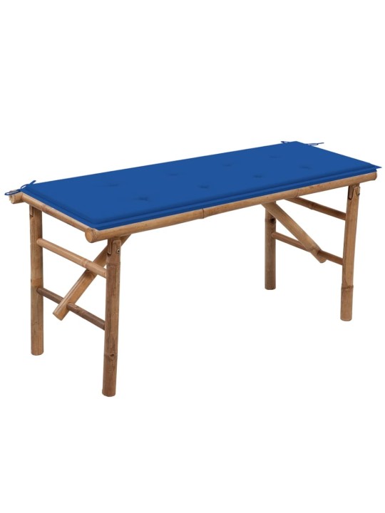 Skládací zahradní lavice s poduškou 118 cm bambus