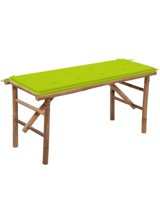 Skládací zahradní lavice s poduškou 118 cm bambus