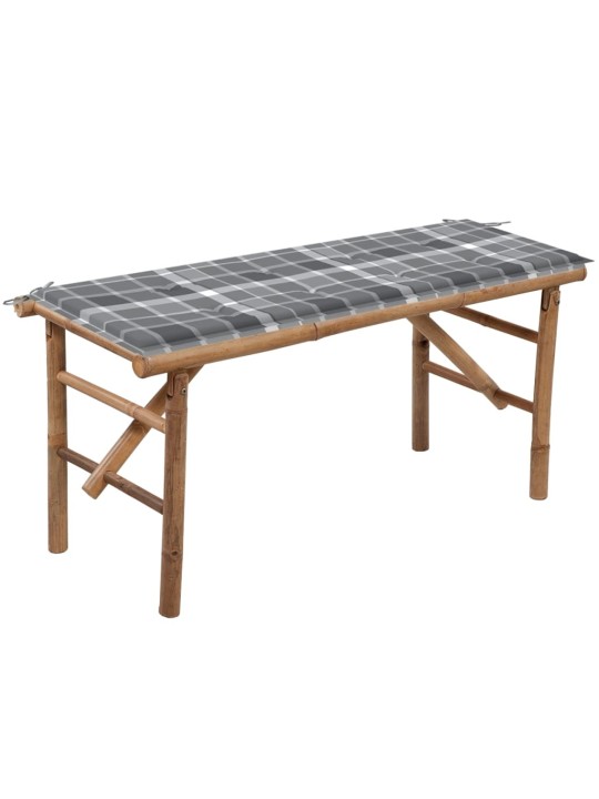 Skládací zahradní lavice s poduškou 118 cm bambus