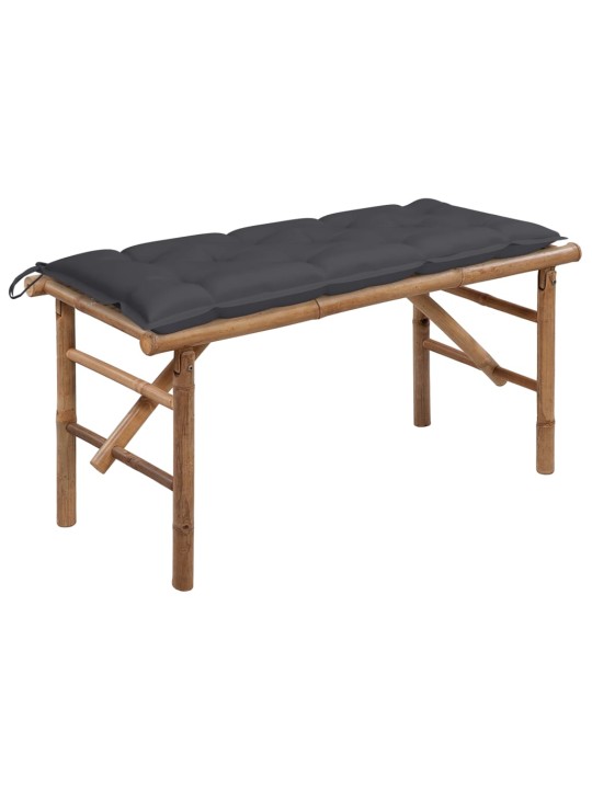 Skládací zahradní lavice s poduškou 118 cm bambus
