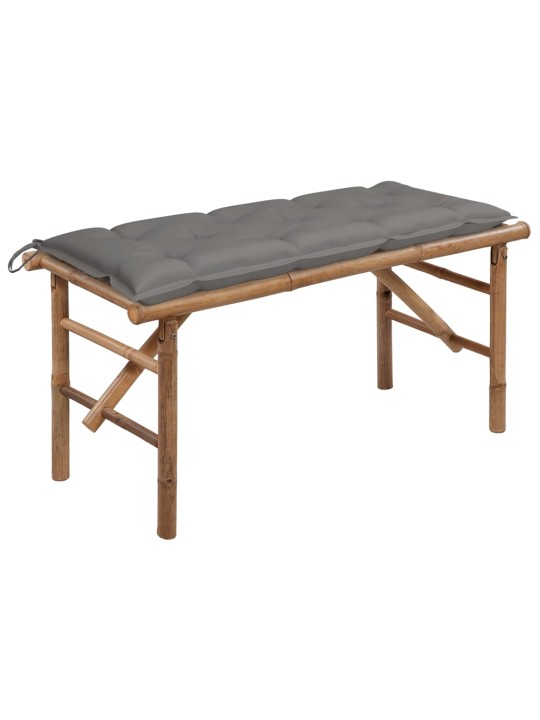 Skládací zahradní lavice s poduškou 118 cm bambus