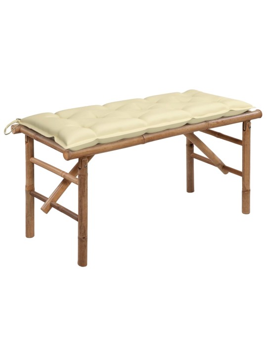 Skládací zahradní lavice s poduškou 118 cm bambus