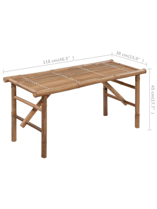 Skládací zahradní lavice s poduškou 118 cm bambus