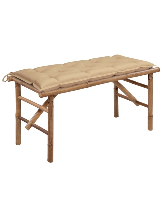 Skládací zahradní lavice s poduškou 118 cm bambus