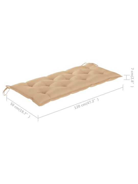 Skládací zahradní lavice s poduškou 118 cm bambus