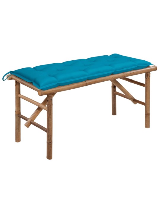 Skládací zahradní lavice s poduškou 118 cm bambus