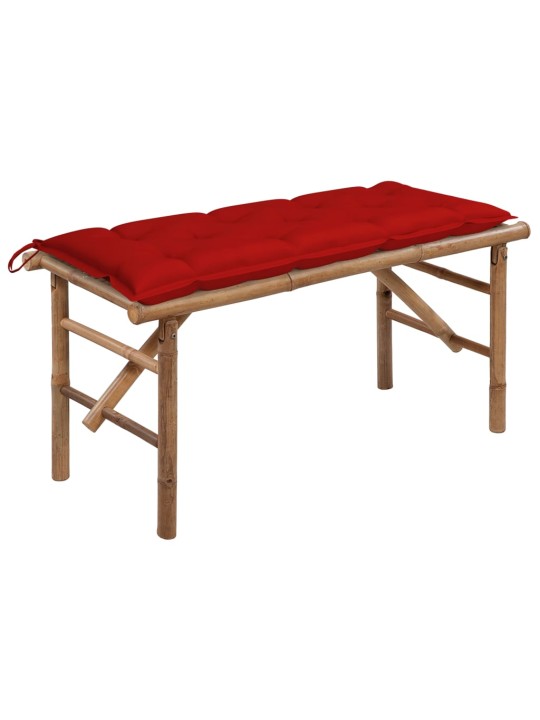 Skládací zahradní lavice s poduškou 118 cm bambus