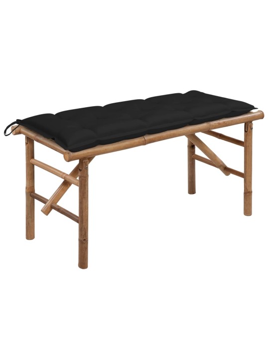 Skládací zahradní lavice s poduškou 118 cm bambus