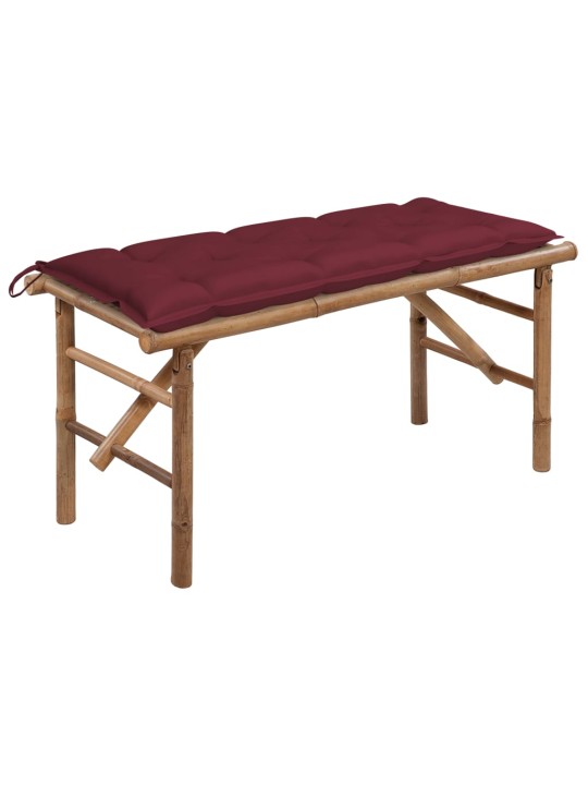 Skládací zahradní lavice s poduškou 118 cm bambus