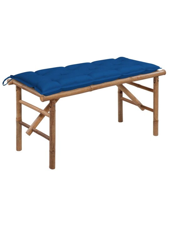 Skládací zahradní lavice s poduškou 118 cm bambus