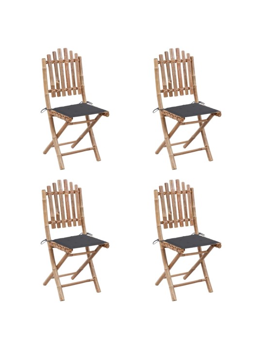 5dílný skládací zahradní jídelní set s poduškami bambus