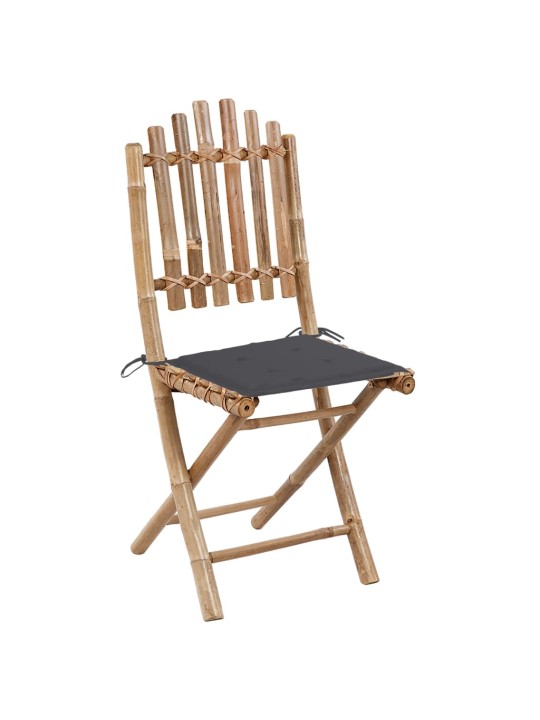 5dílný skládací zahradní jídelní set s poduškami bambus