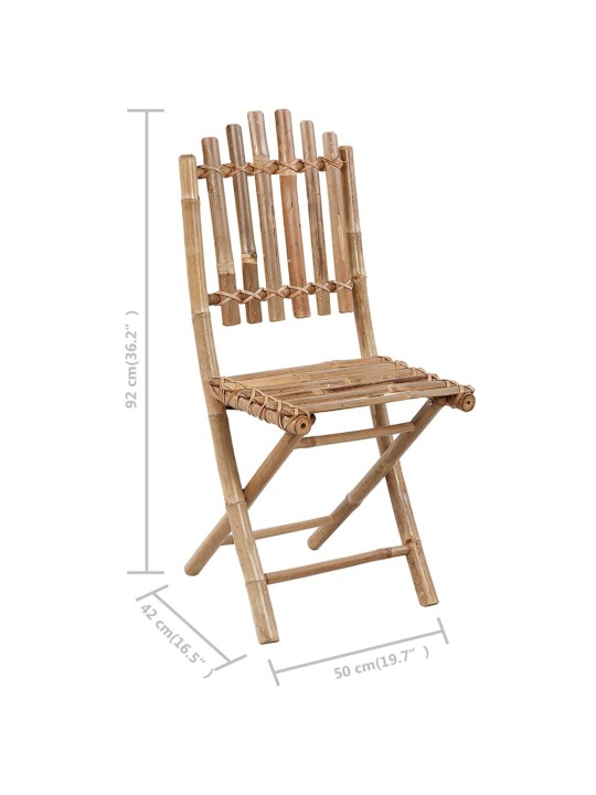 5dílný skládací zahradní jídelní set s poduškami bambus