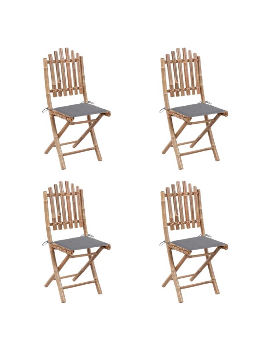 5dílný skládací zahradní jídelní set s poduškami bambus