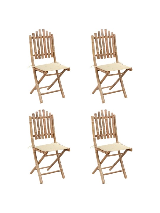 5dílný skládací zahradní jídelní set s poduškami bambus