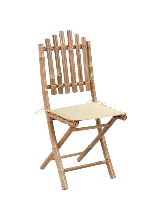 5dílný skládací zahradní jídelní set s poduškami bambus