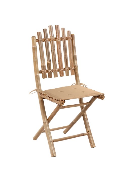 5dílný skládací zahradní jídelní set s poduškami bambus